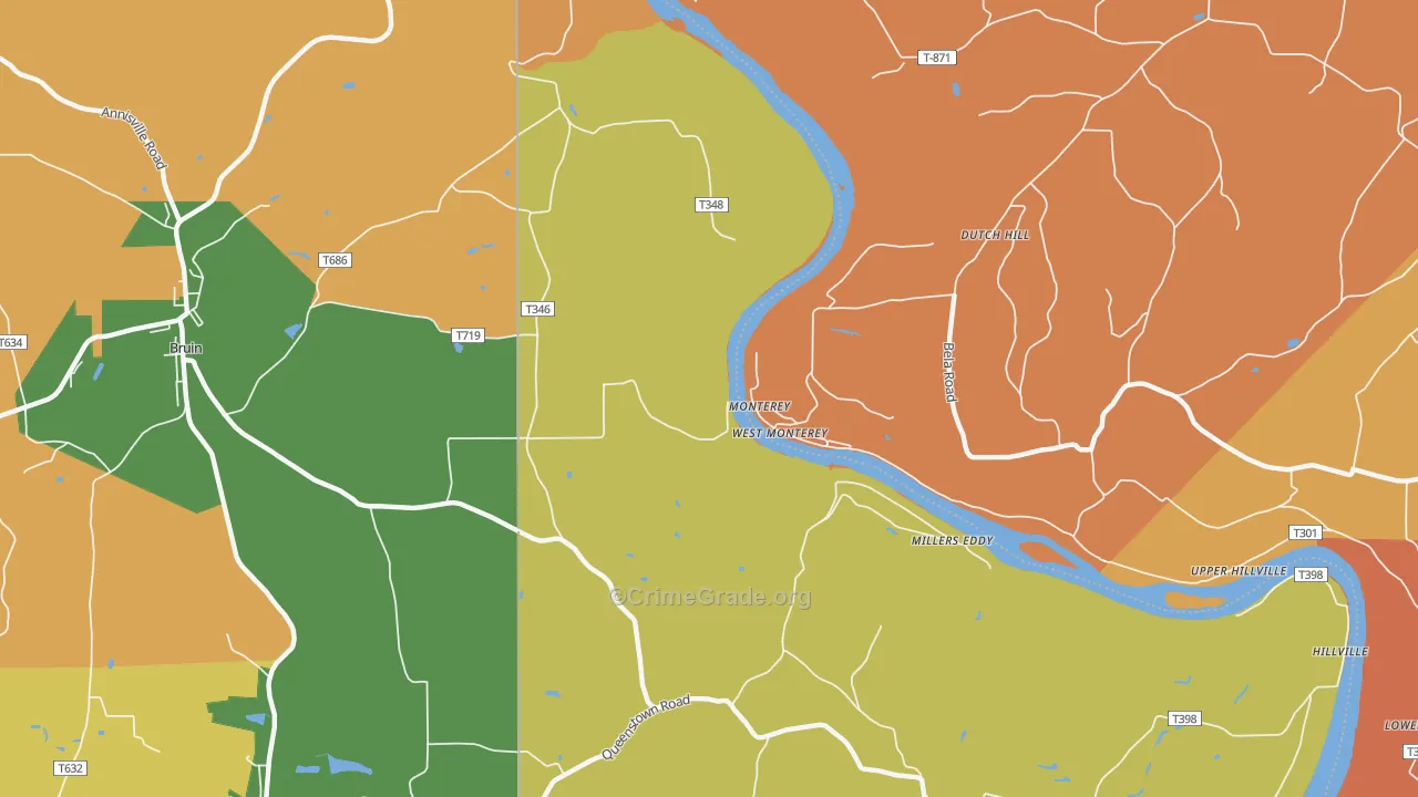 West Monterey, PA Map of Burglary Rates