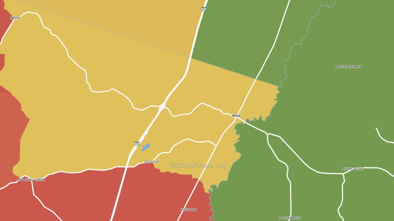 West, MS Map of Burglary Rates