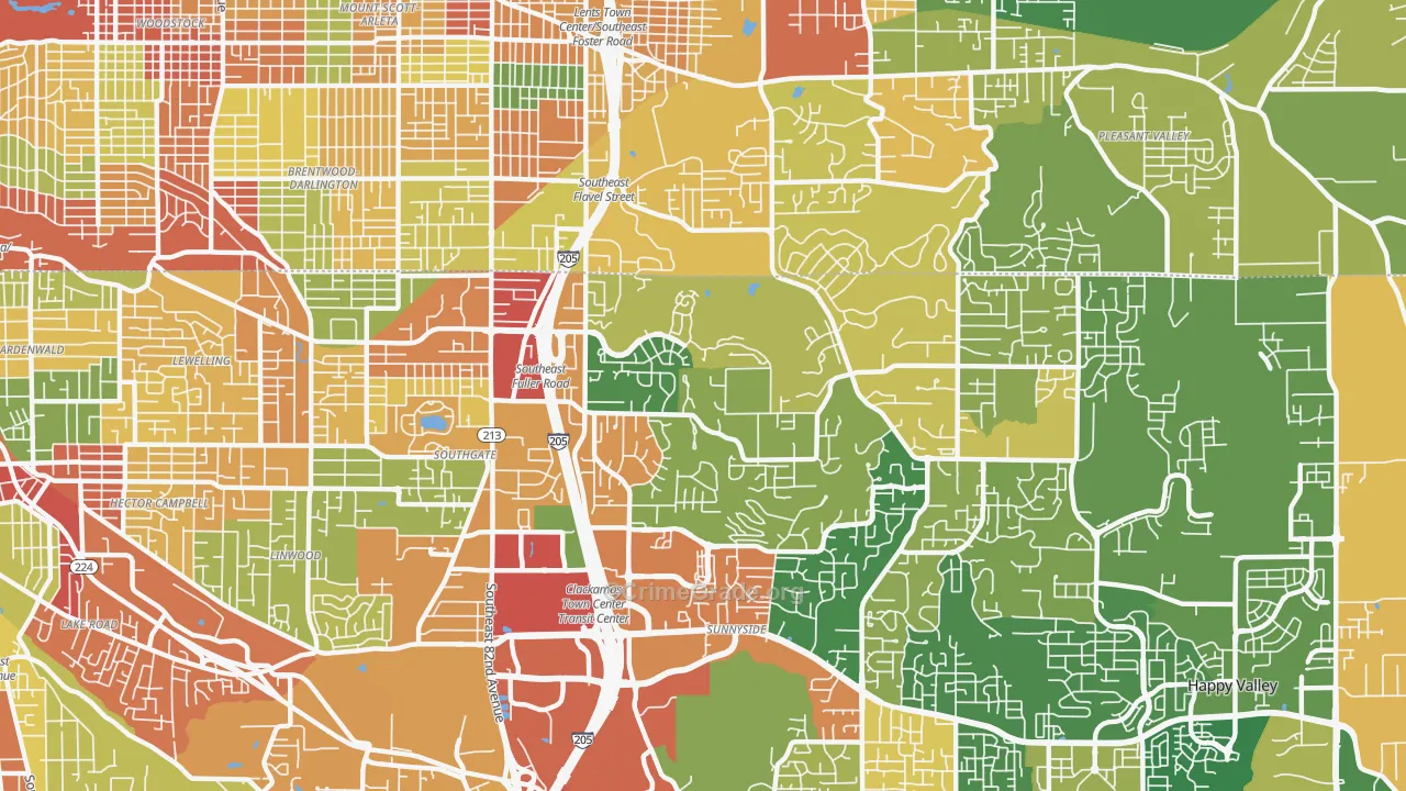 West Mt. Scott, Happy Valley, OR Map of Burglary Rates