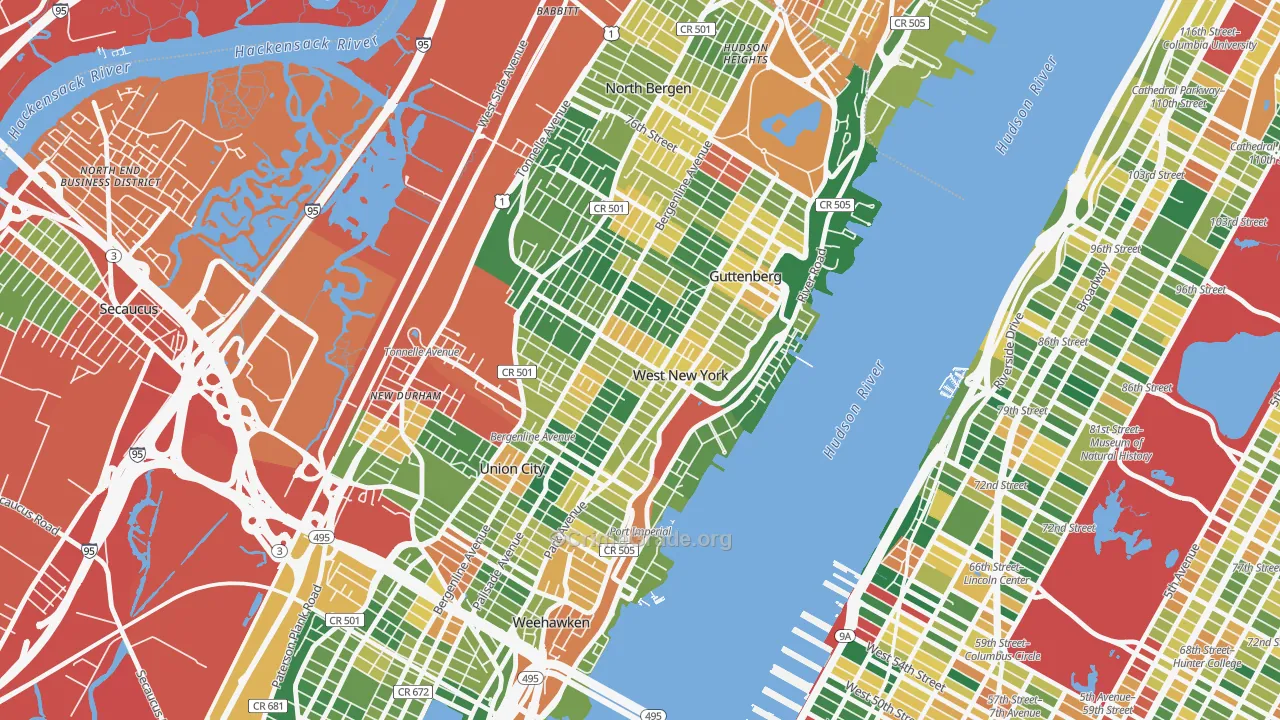 West New York, NJ Map of Burglary Rates