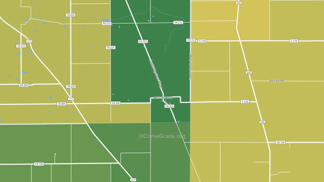 West Newton, OH Map of Burglary Rates