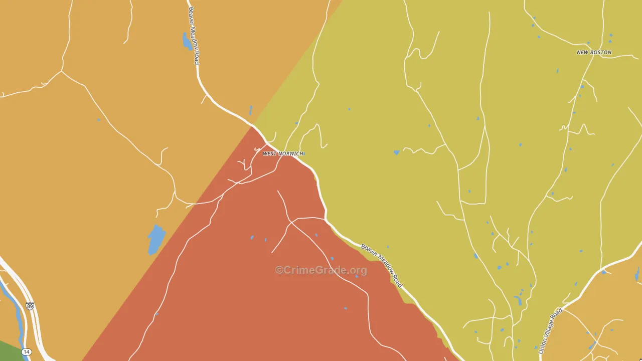 West Norwich, VT Map of Burglary Rates