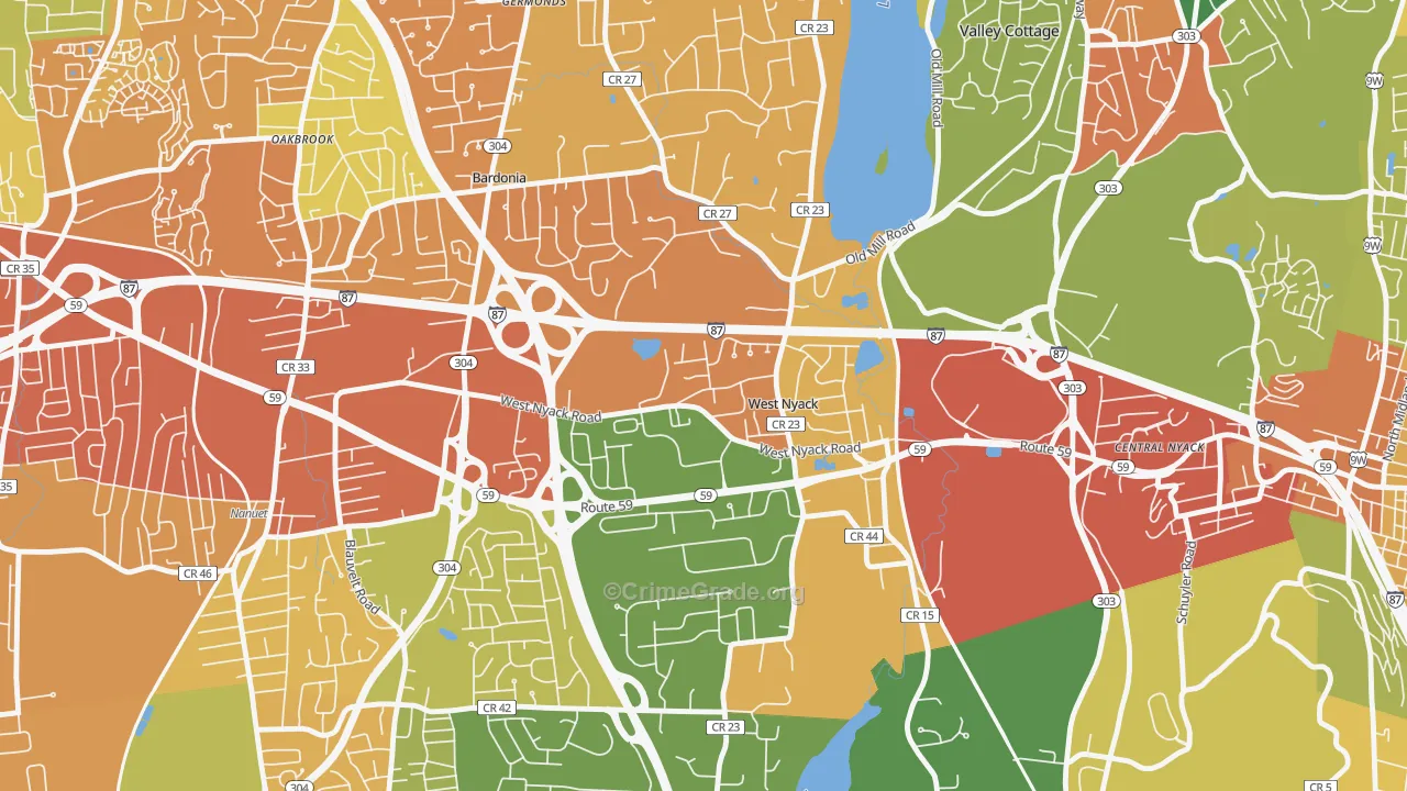 West Nyack, NY Map of Burglary Rates