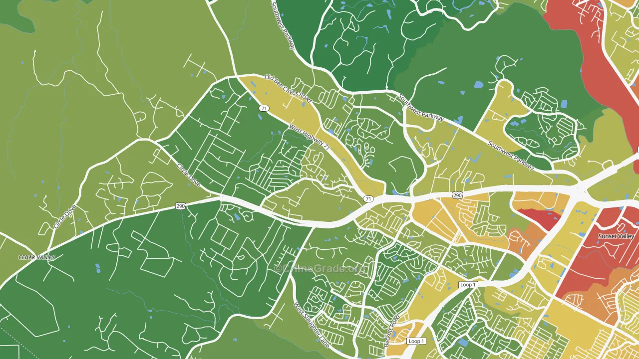 West Oak Hill, Austin, TX Map of Burglary Rates