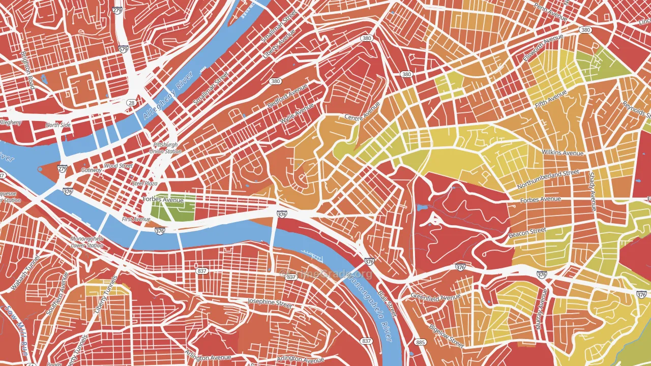 West Oakland, Pittsburgh, PA Map of Burglary Rates