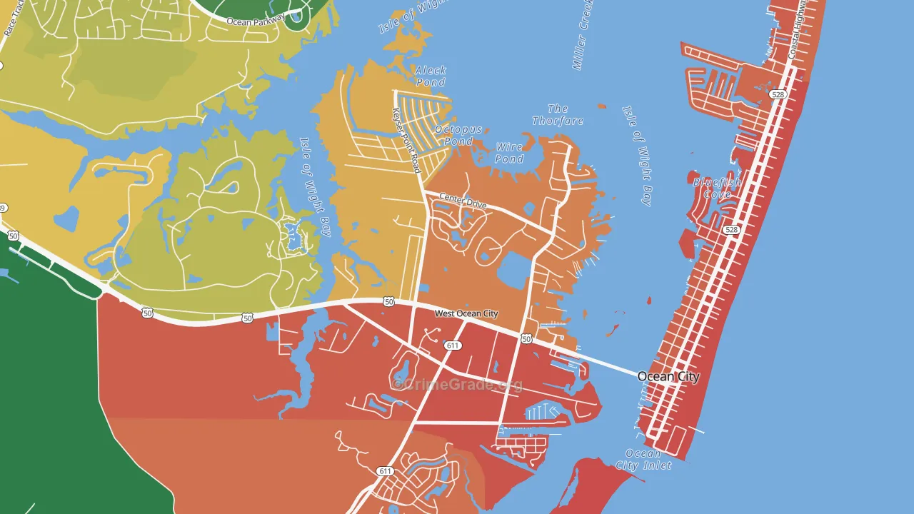 West Ocean City, MD Map of Burglary Rates