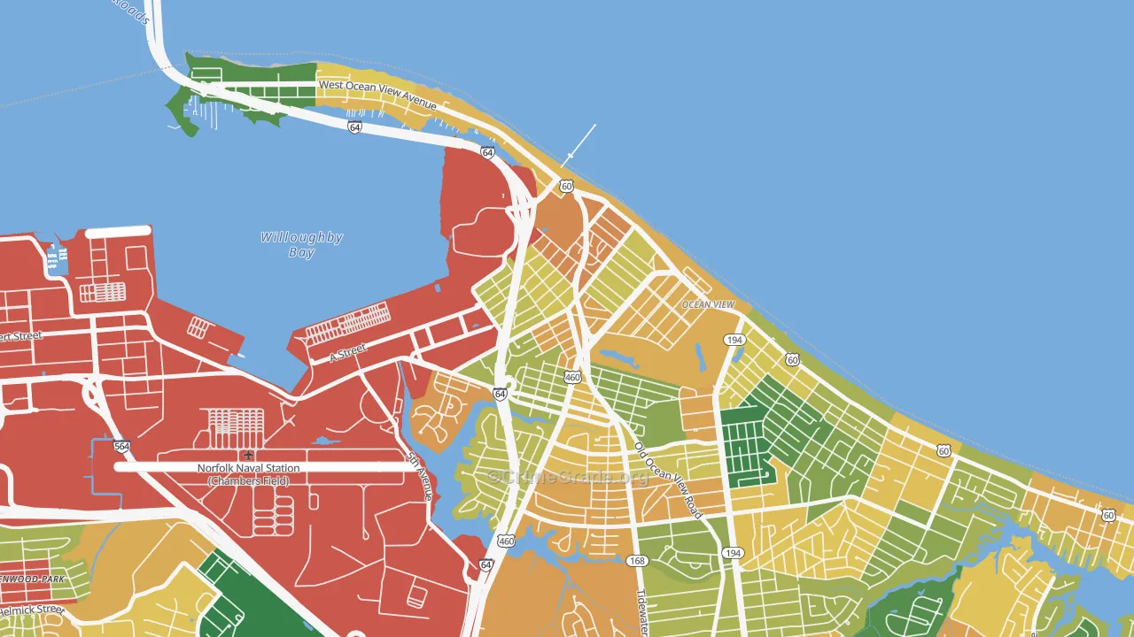West Ocean View, Norfolk, VA Map of Burglary Rates