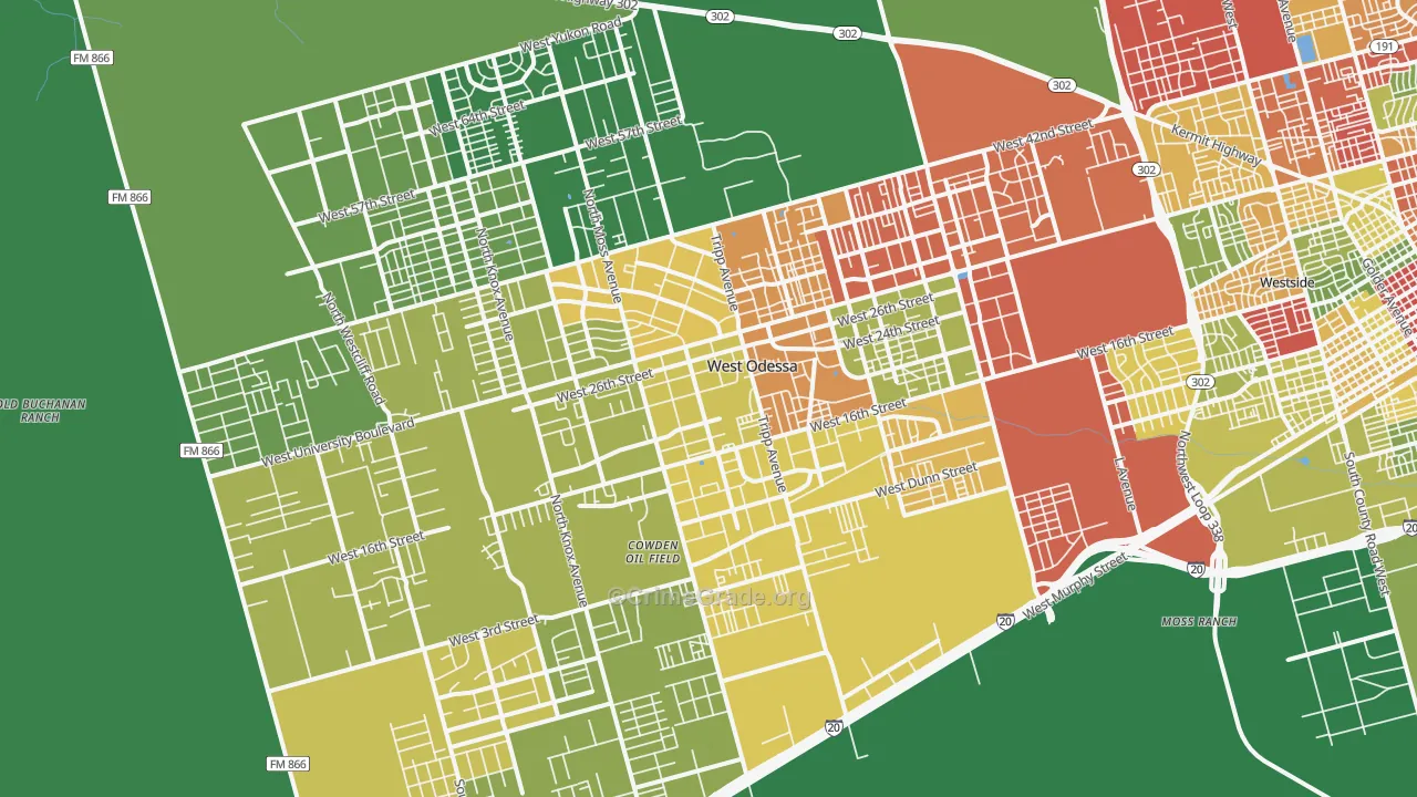 West Odessa, TX Map of Burglary Rates