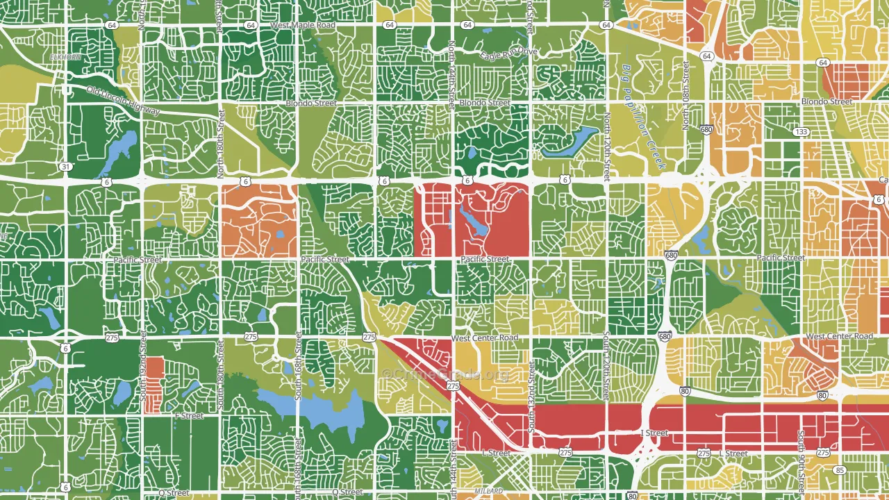 West Omaha, Omaha, NE Map of Burglary Rates