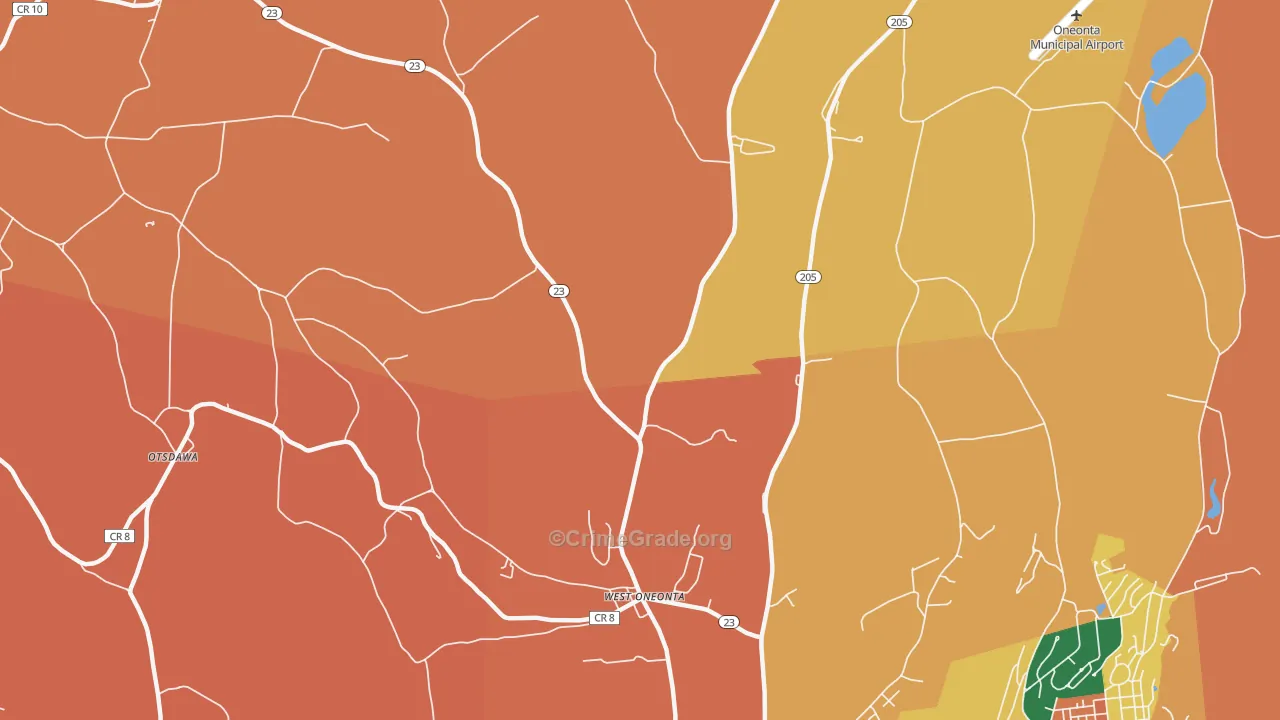 West Oneonta, NY Map of Burglary Rates