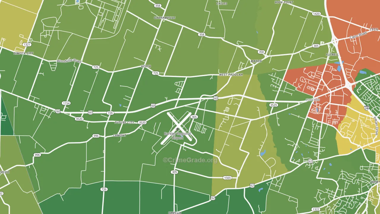 West Paducah, KY Map of Burglary Rates