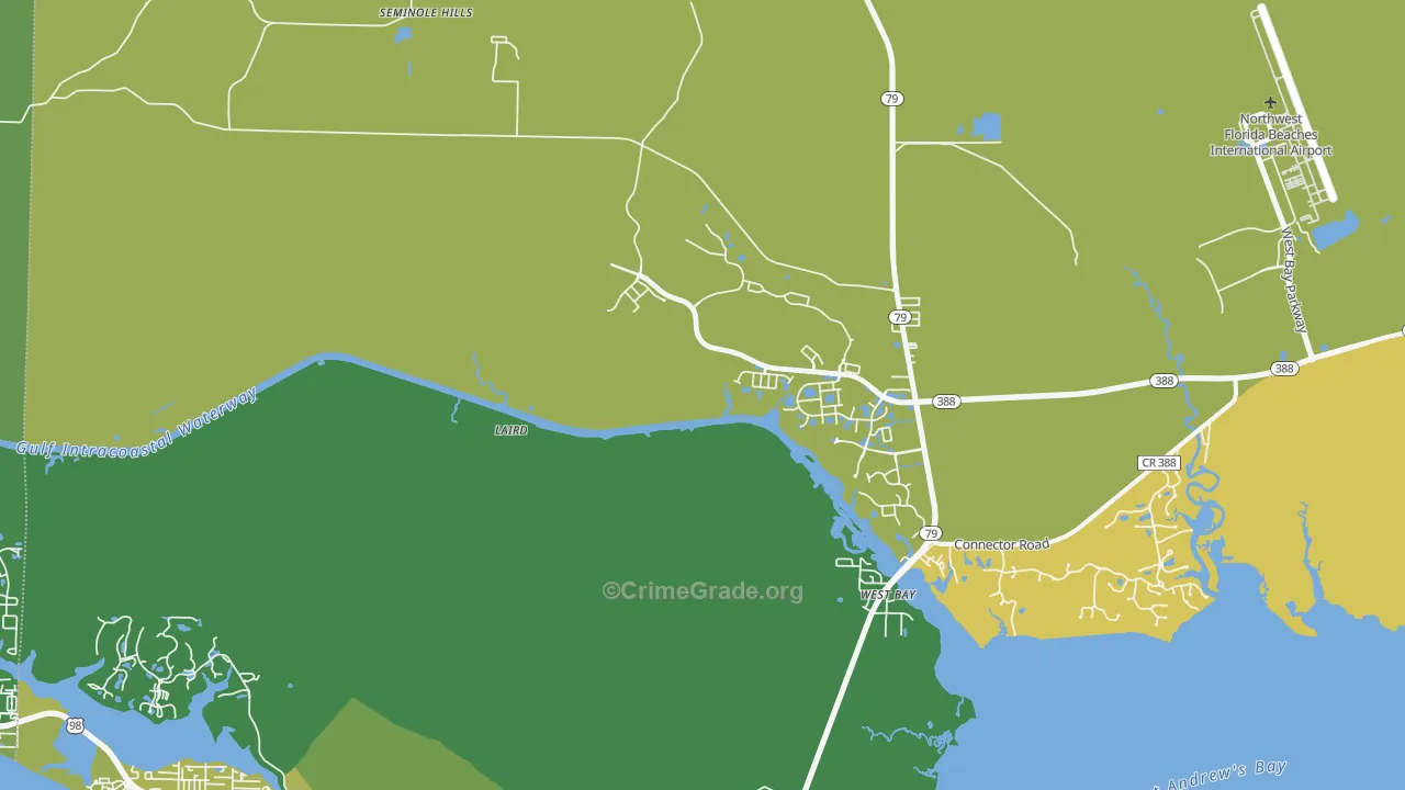 West Panama City Beach, FL Map of Burglary Rates