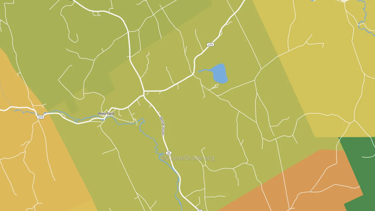 West Paris, ME Map of Burglary Rates