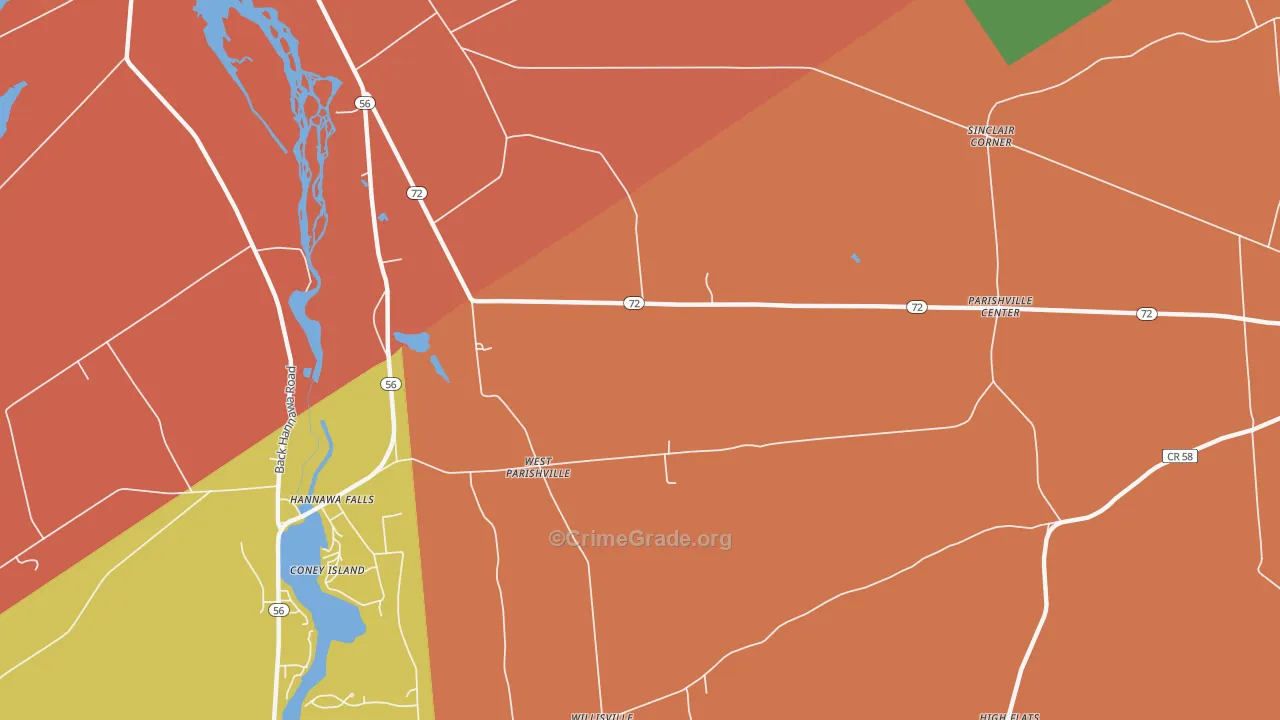 West Parishville, NY Map of Burglary Rates