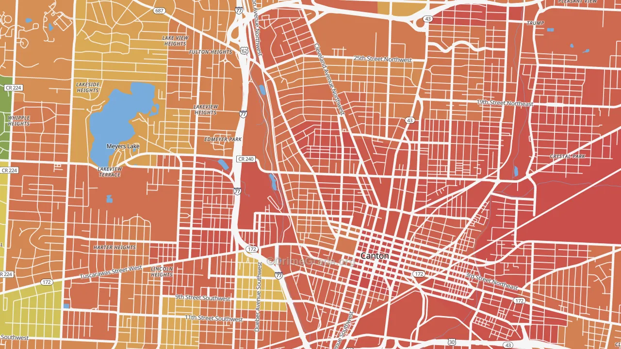 West Park, Canton, OH Map of Burglary Rates