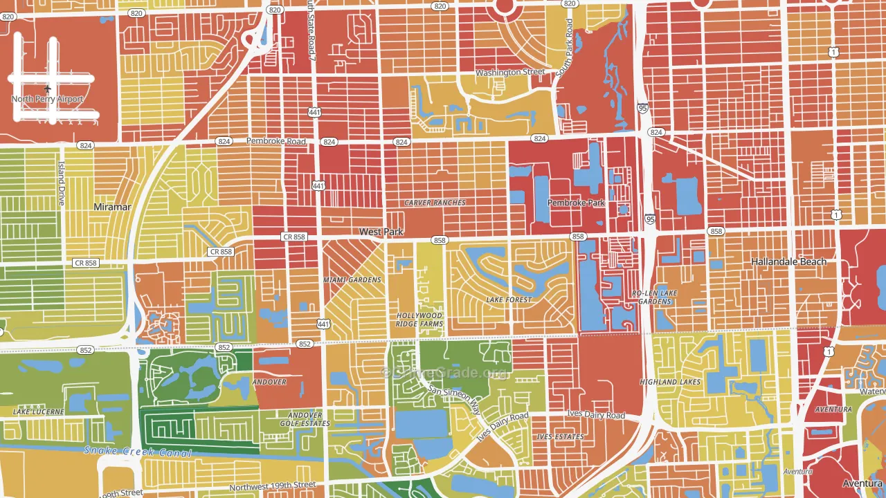 West Park, FL Map of Burglary Rates
