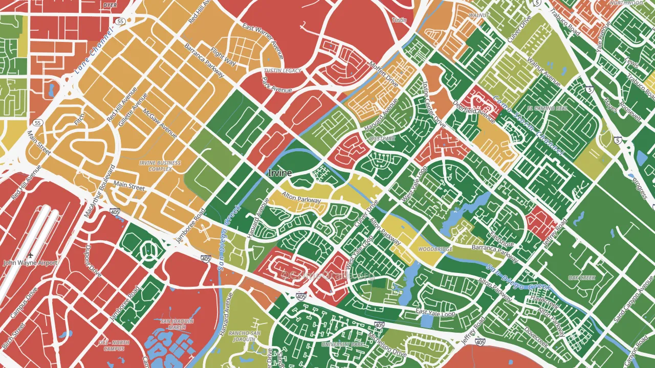 West Park, Irvine, CA Map of Burglary Rates