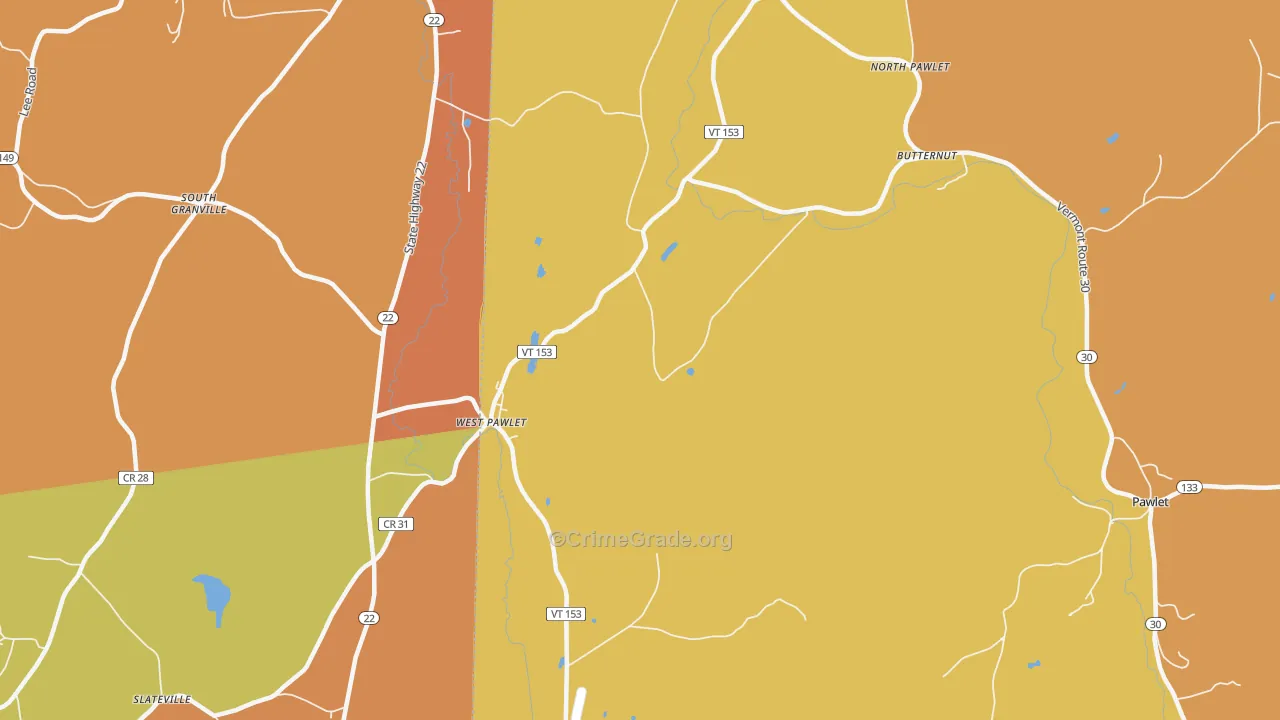 West Pawlet, VT Map of Burglary Rates
