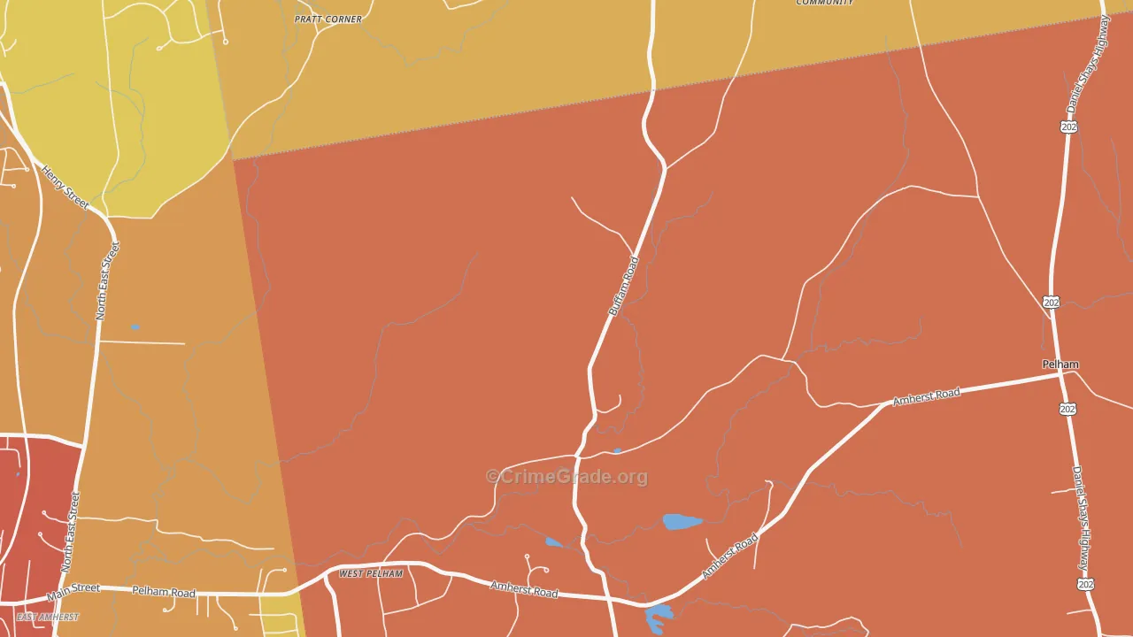 West Pelham, MA Map of Burglary Rates
