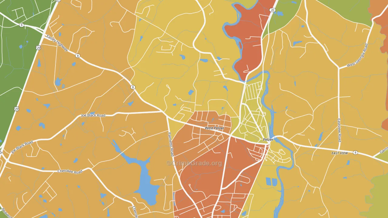 West Pelzer, SC Map of Burglary Rates