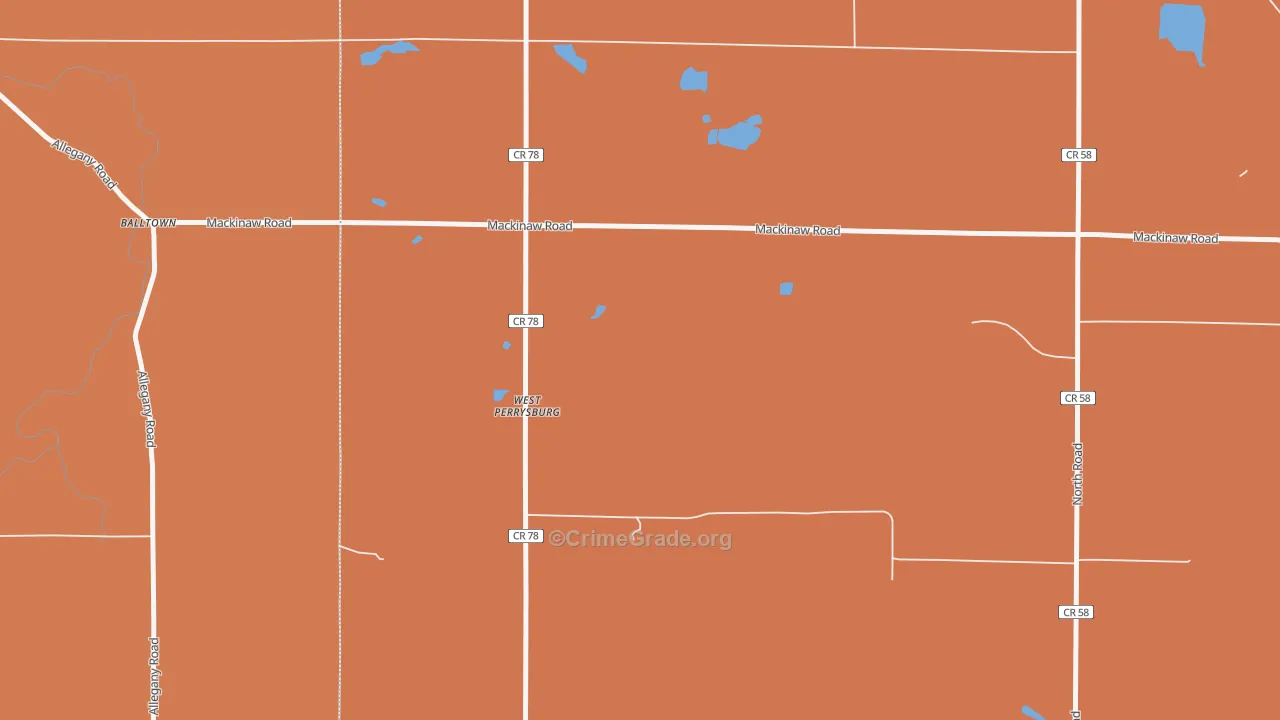 West Perrysburg, NY Map of Burglary Rates