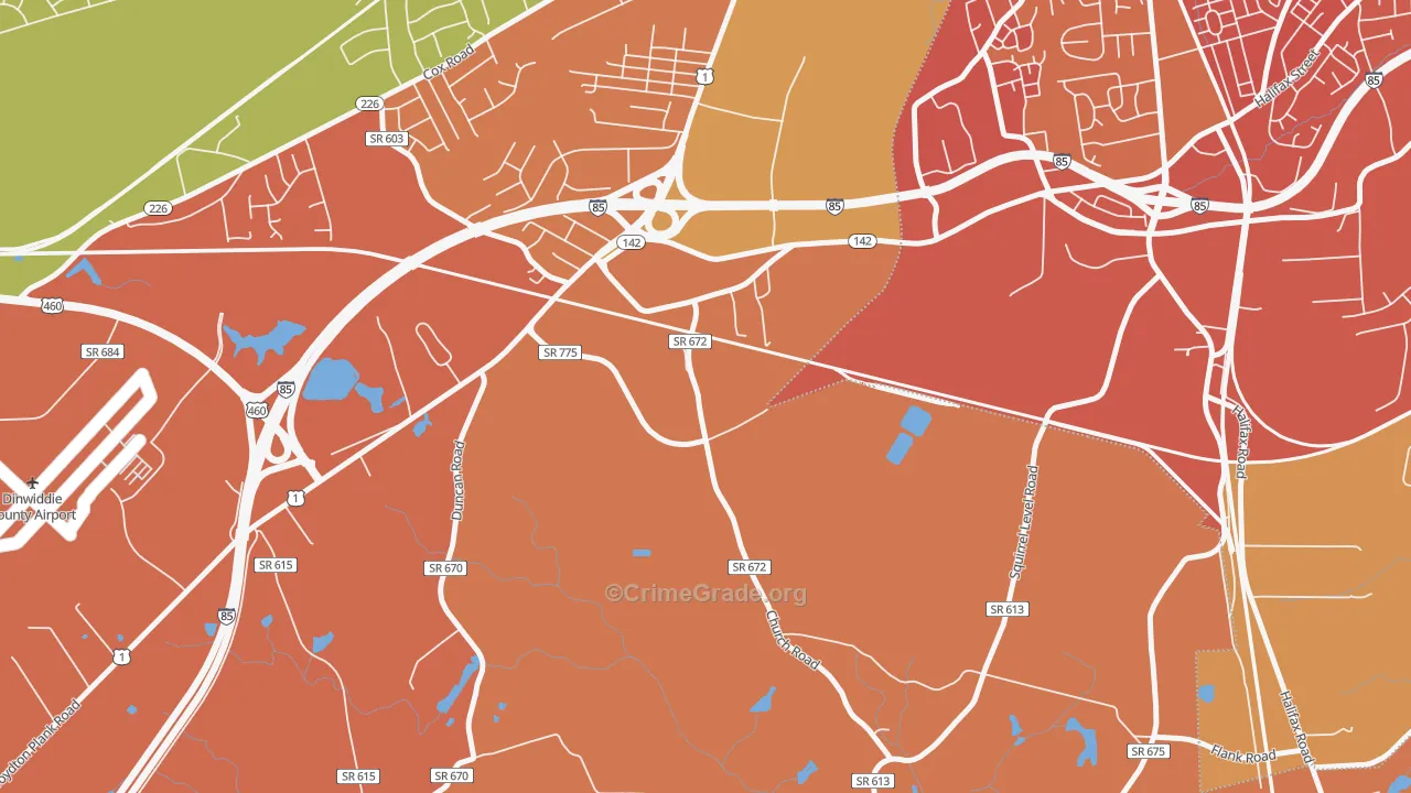 West Petersburg, VA Map of Burglary Rates