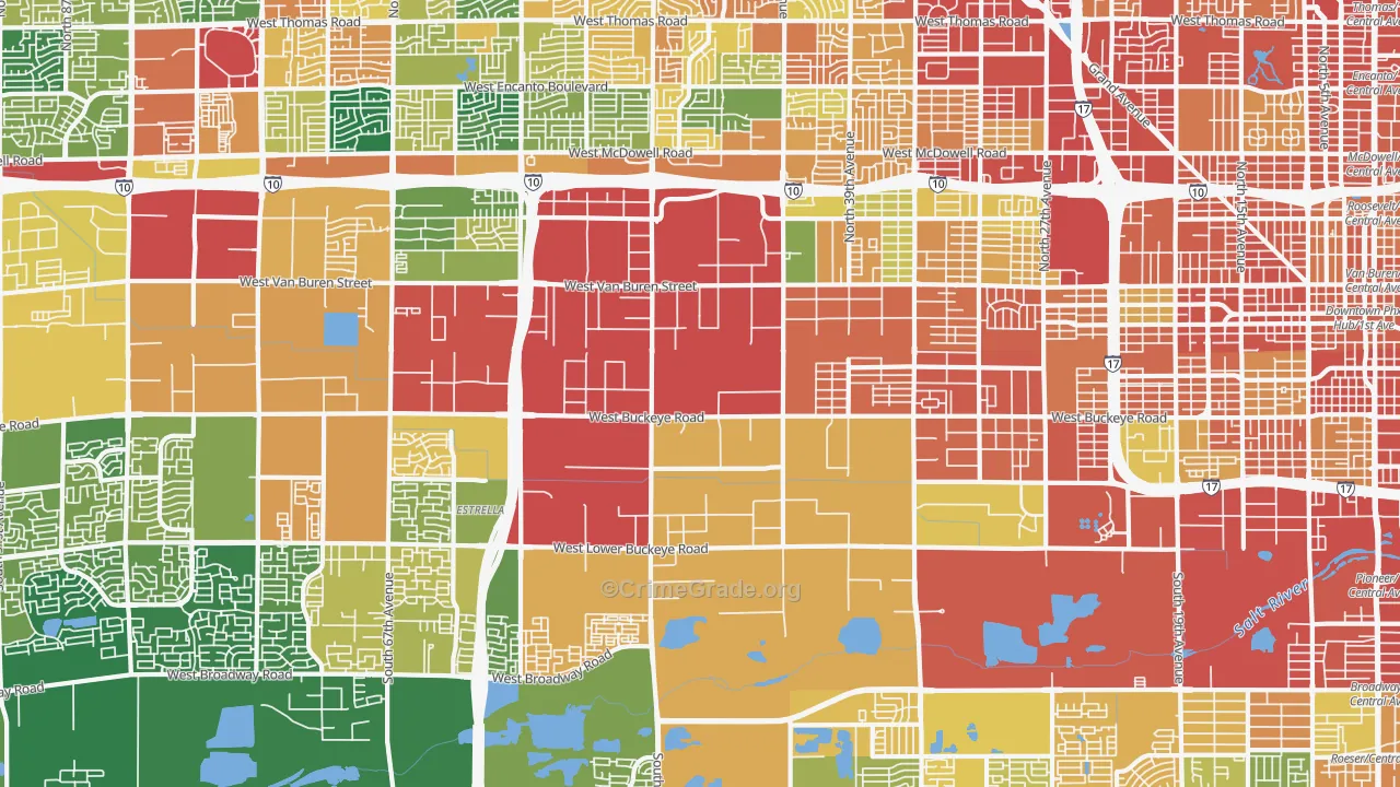West Phoenix, Phoenix, AZ Map of Burglary Rates