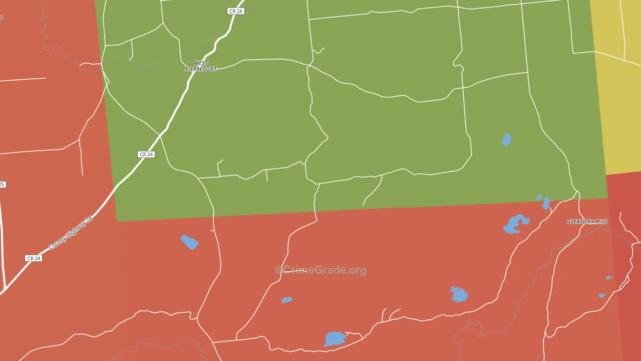 West Pierrepont, NY Map of Burglary Rates