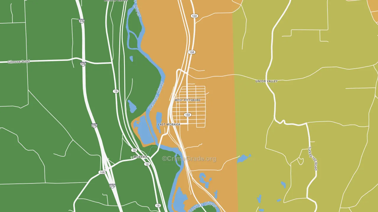 West Pittsburg, PA Map of Burglary Rates