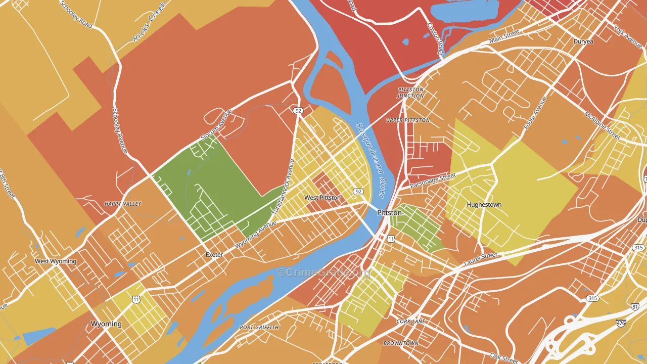 West Pittston, PA Map of Burglary Rates
