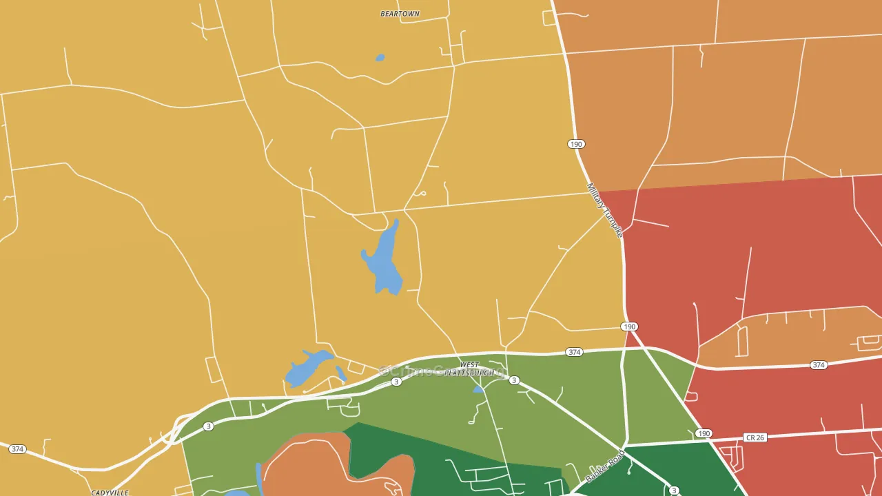 West Plattsburg, NY Map of Burglary Rates