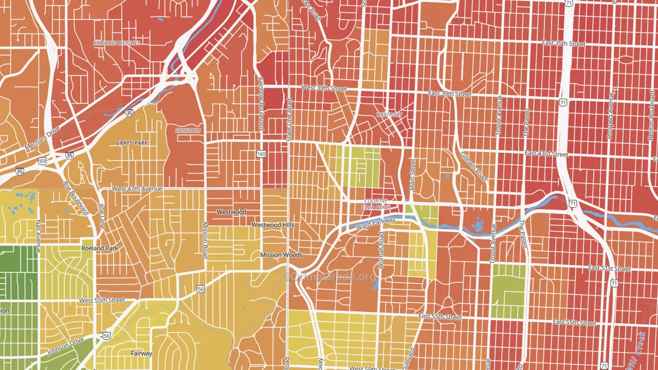 West Plaza, Kansas City, MO Map of Burglary Rates