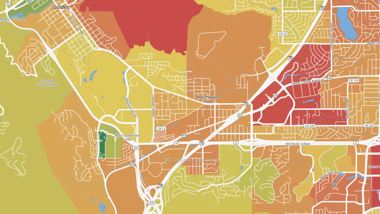 West Pleasant View, CO Map of Burglary Rates