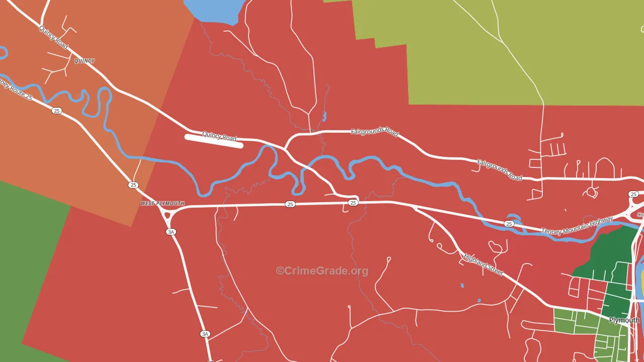 West Plymouth, NH Map of Burglary Rates