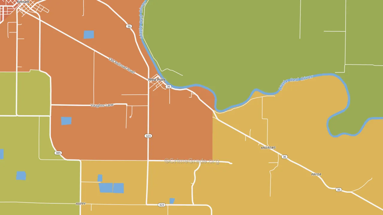 West Point, AR Map of Burglary Rates