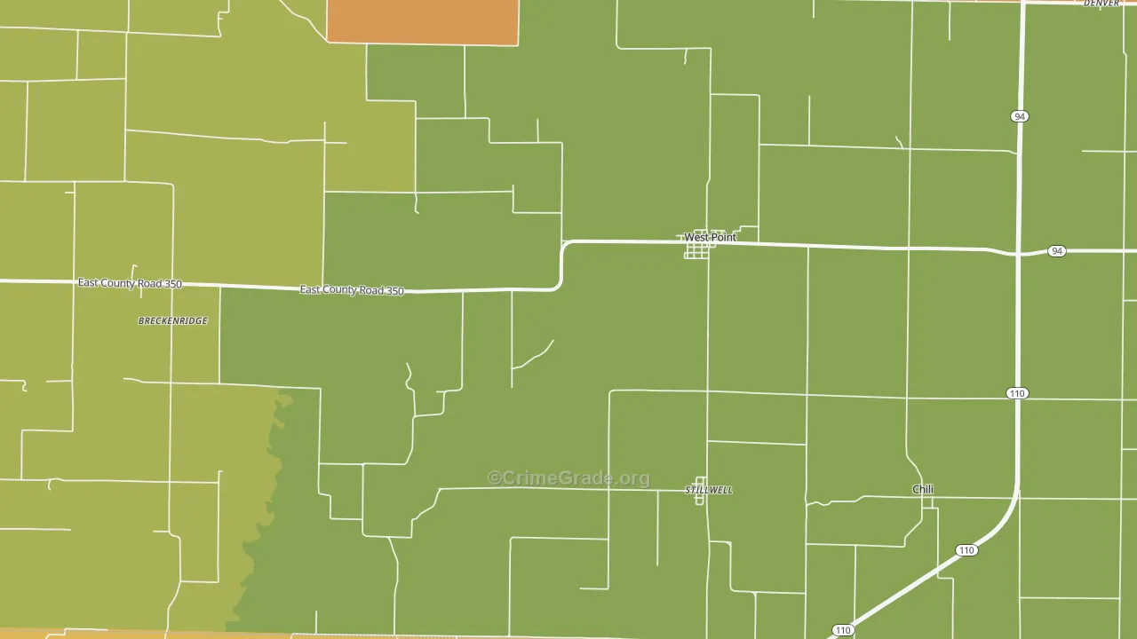 West Point, IL Map of Burglary Rates
