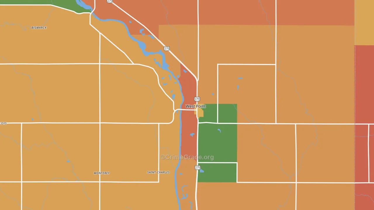 West Point, NE Map of Burglary Rates