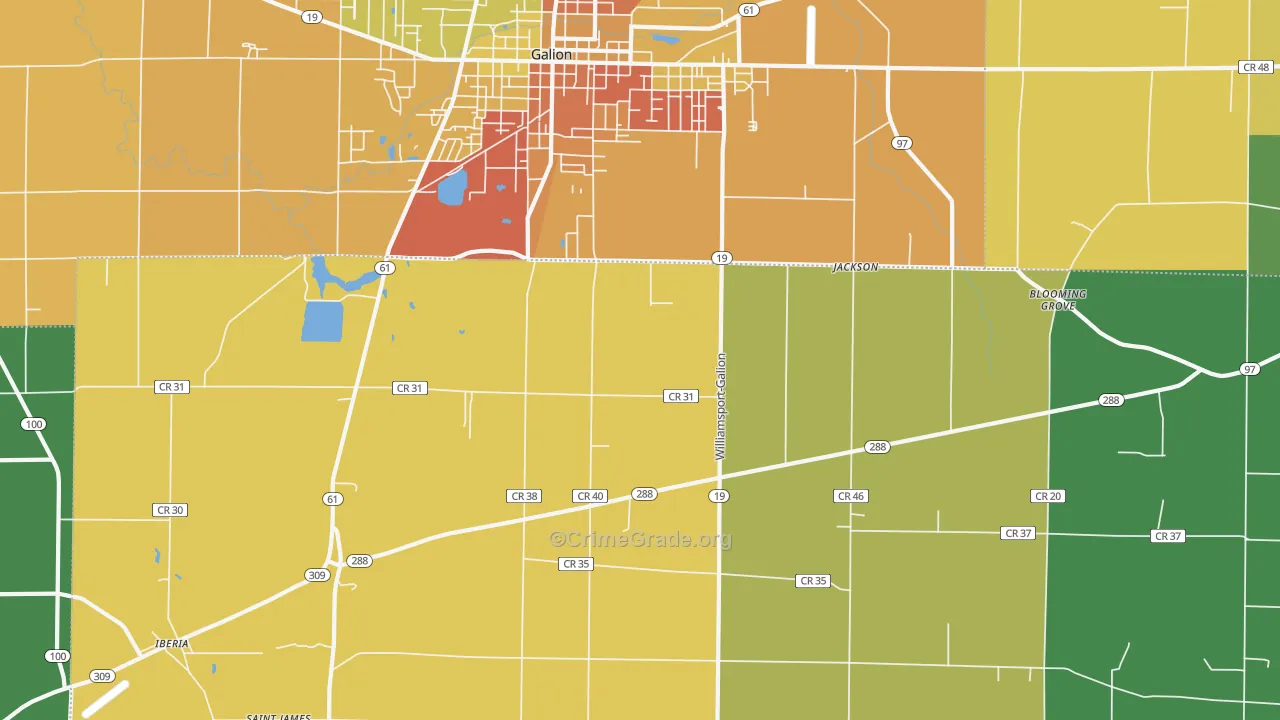 West Point, OH Map of Burglary Rates