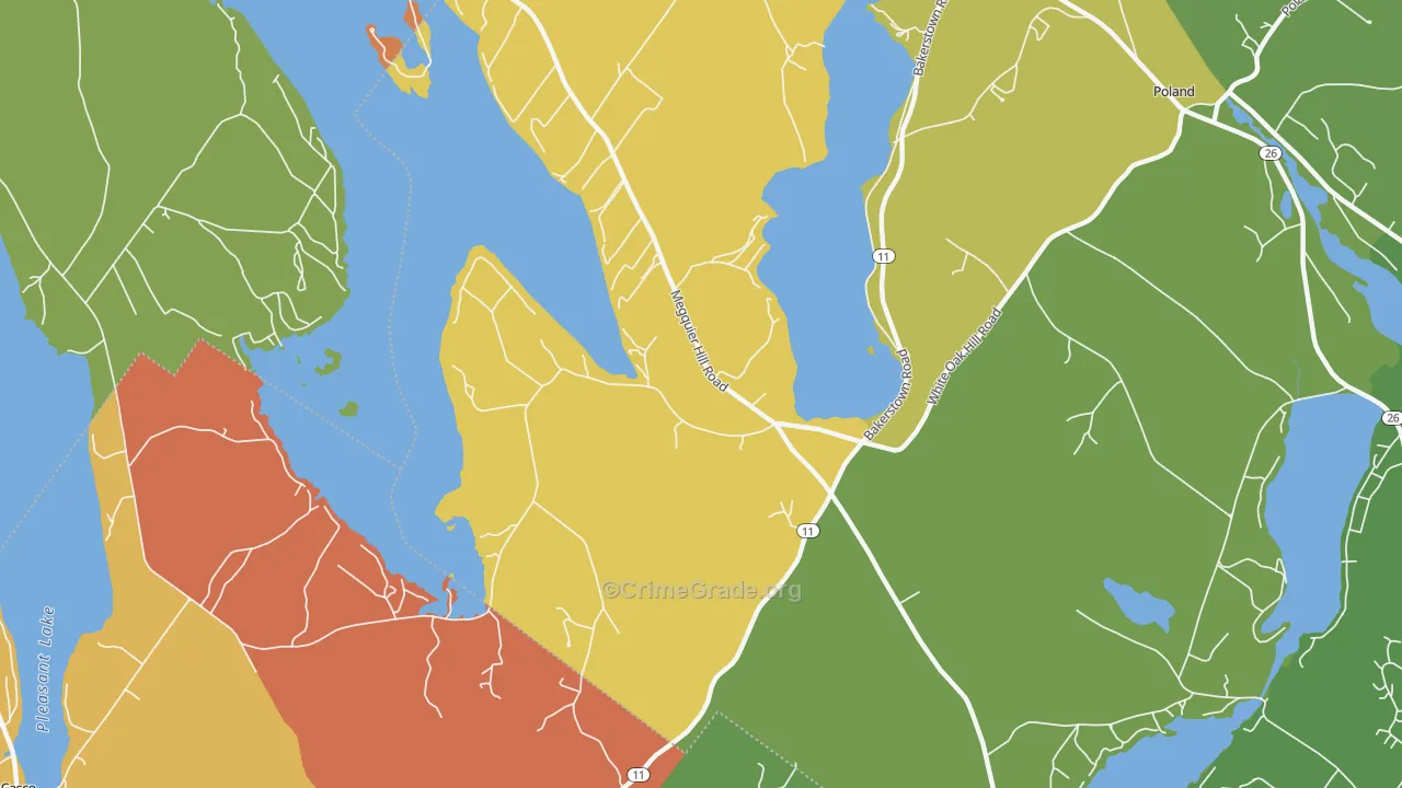 West Poland, ME Map of Burglary Rates