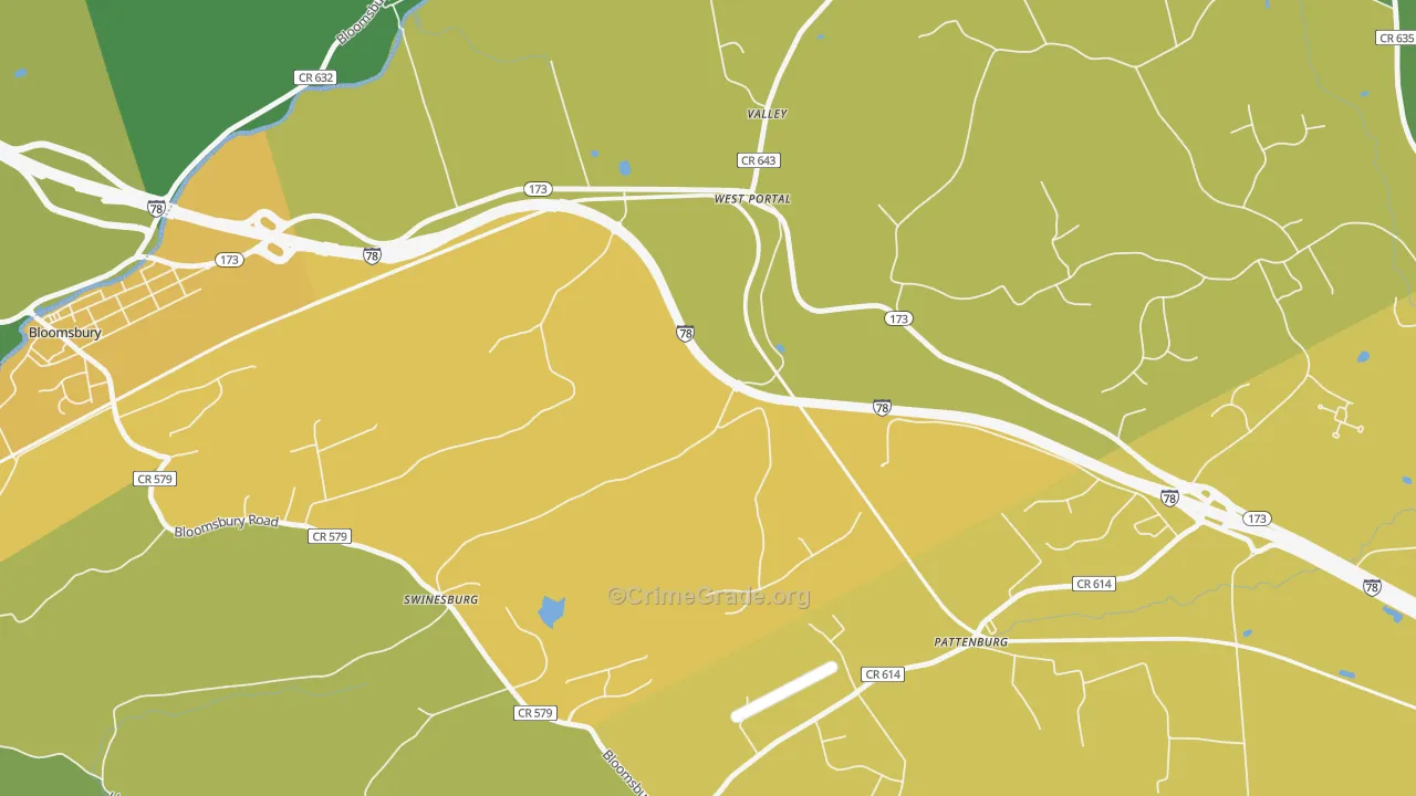 West Portal, NJ Map of Burglary Rates