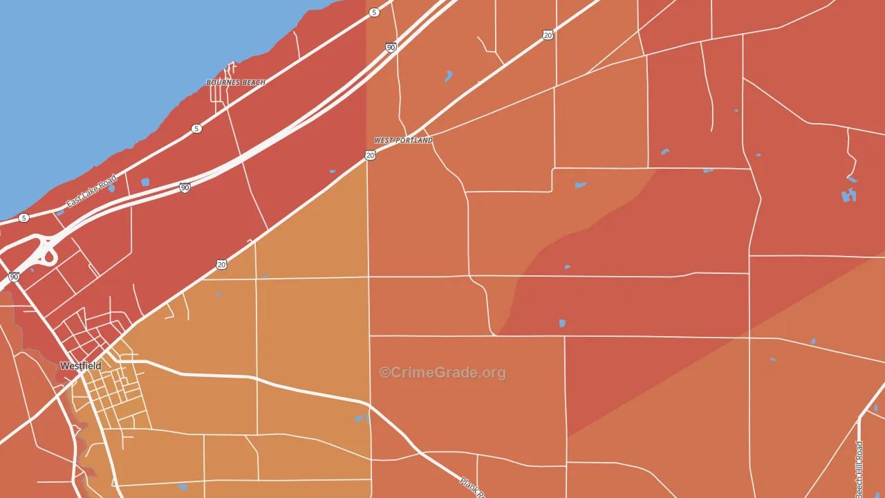 West Portland, NY Map of Burglary Rates