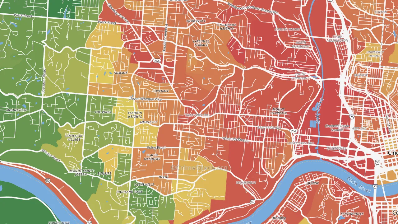 West Price Hill, Cincinnati, OH Map of Burglary Rates