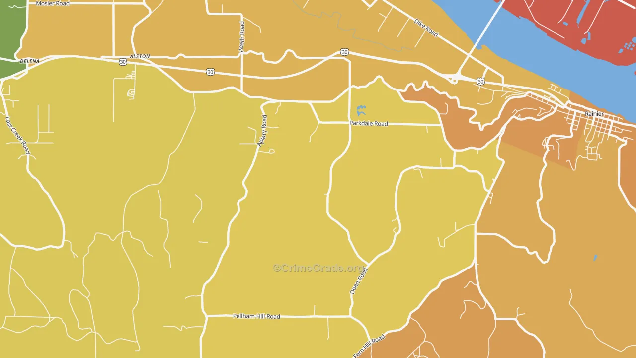 West Rainier, OR Map of Burglary Rates