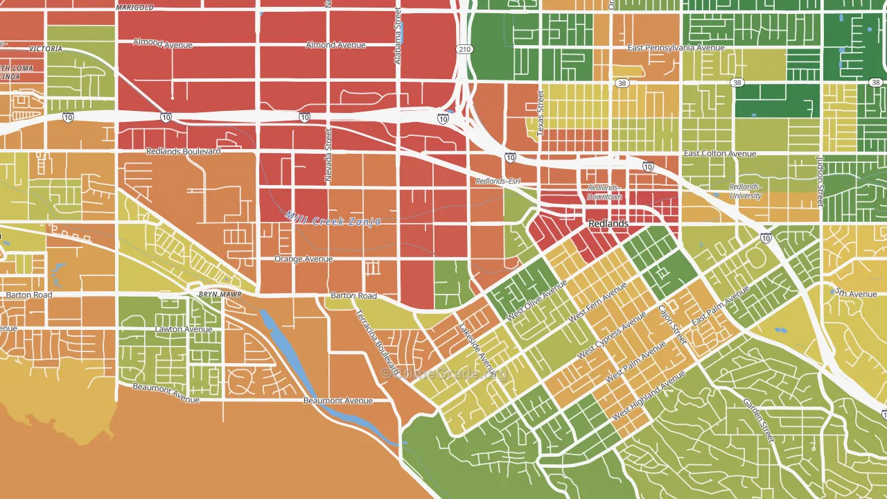 West Redlands, Redlands, CA Map of Burglary Rates
