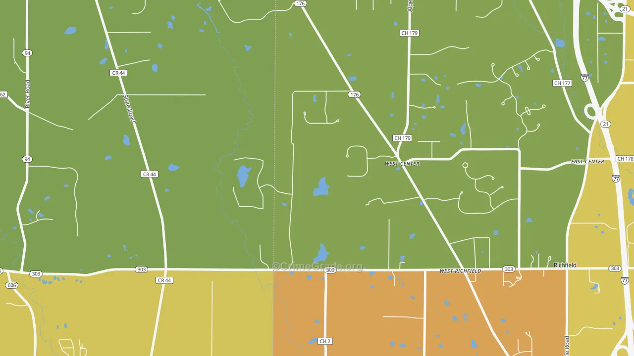 West Richfield, OH Map of Burglary Rates