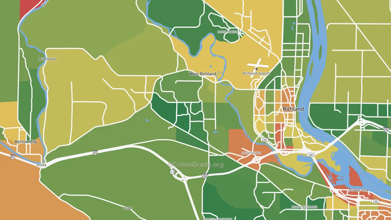 West Richland, WA Map of Burglary Rates
