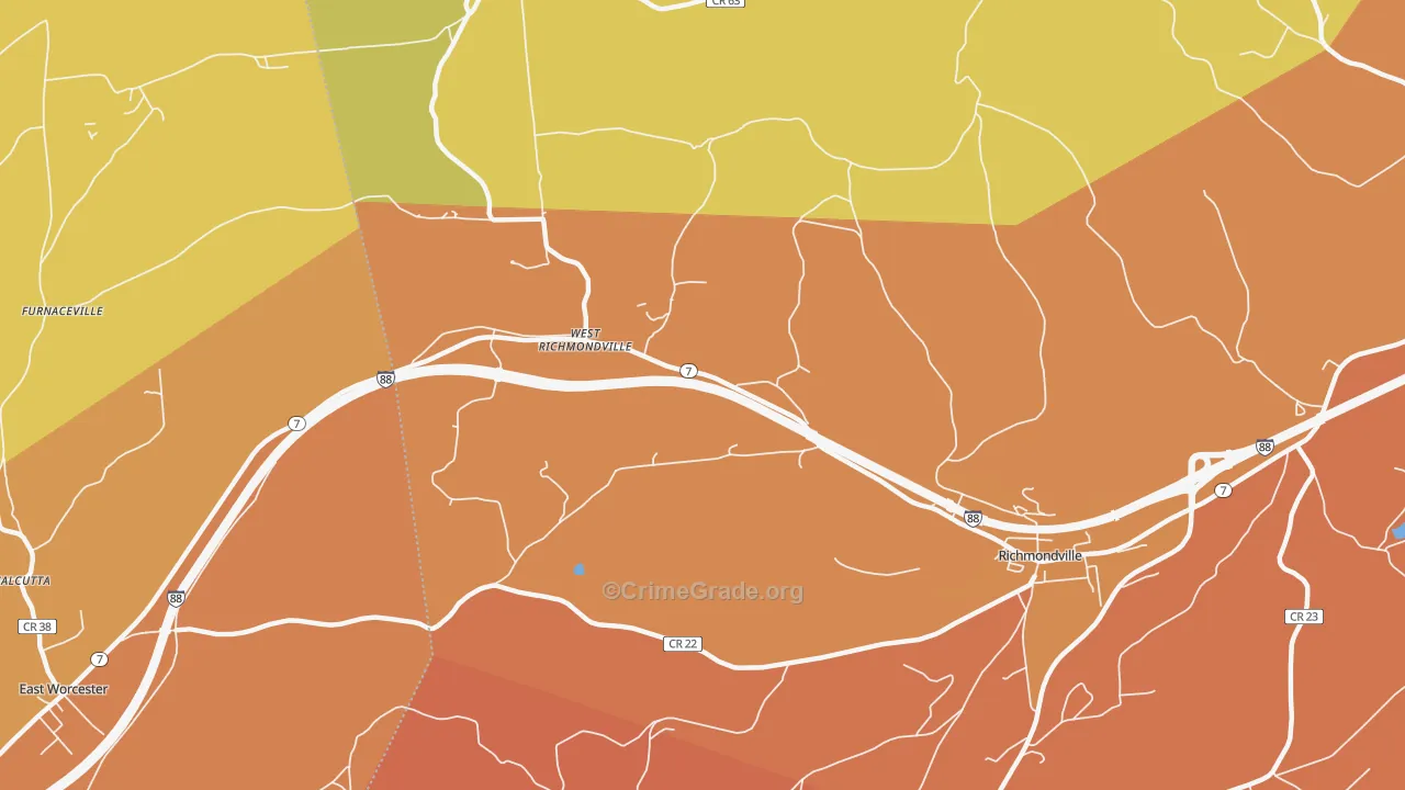 West Richmondville, NY Map of Burglary Rates