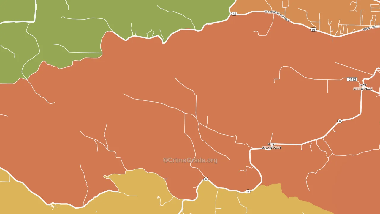 West Richwoods, AR Map of Burglary Rates