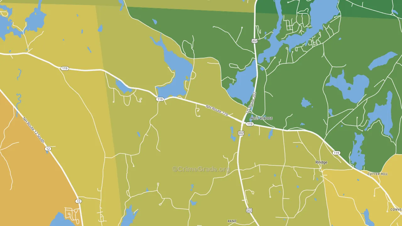 West Rindge, NH Map of Burglary Rates