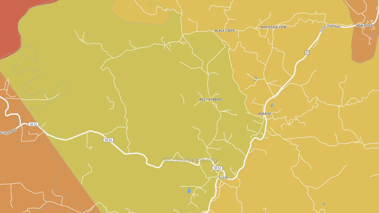 West Robbin, TN Map of Burglary Rates